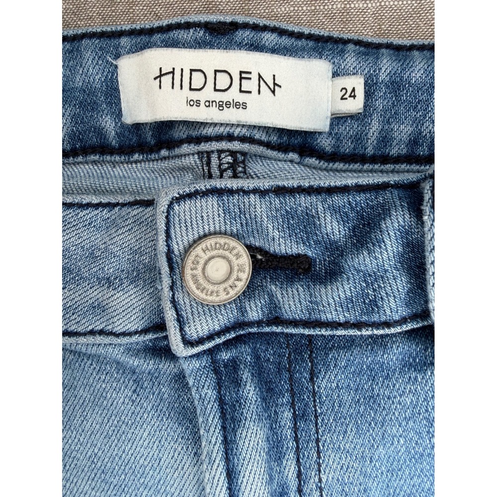 Hidden Jeans High Rise Wide Leg Distressed Light Wash Denim HD9416D-M Size 24 - Picture 8 of 11